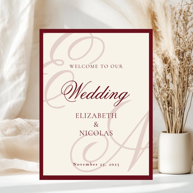Luxury Old Money Monogram Wedding Welcome Poster (Von Creator hochgeladen)