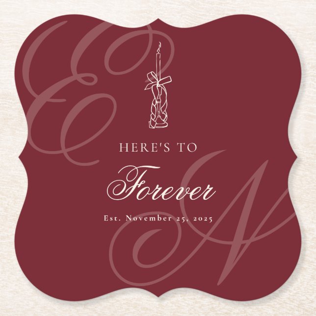 Luxury Old Money Retro Calligraphy Wedding Untersetzer (Vorderseite)