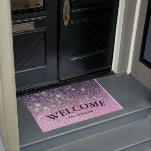 Luxury Ombre Glitzer Willkommen Personalisiert Doo Fußmatte