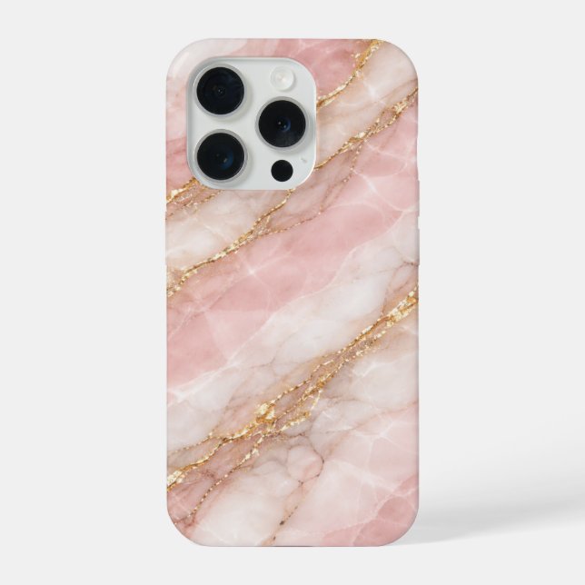 Luxury Opalescent White/Pink Marble Texture iPhone Hülle (Rückseite)