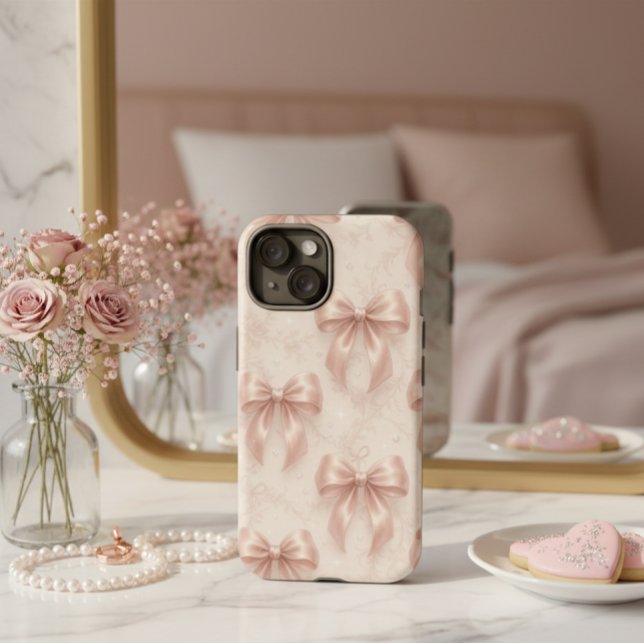 Luxury Pastel Pink Bows and Diamonds Phone Case iPhone Hülle (Von Creator hochgeladen)
