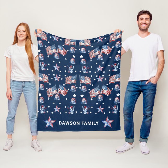 Luxury Patriotic 4. Juli Personalisiert Fleecedecke (Beispiel)