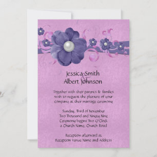 Luxury Pearl Floral Lavender Damask Wedite Einladu Einladung