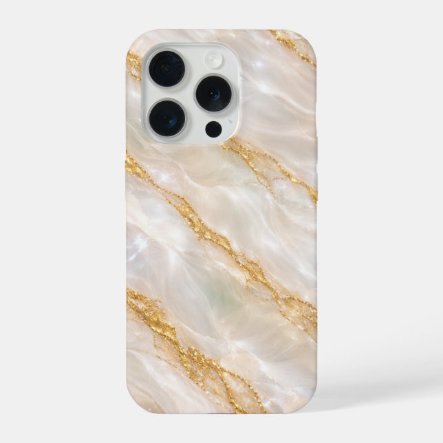 Luxury Pearl Marble Gold Vein Phone Case iPhone Hülle (Rückseite)