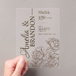 Luxury Peony Minimalist Wedding Acryleinladungen