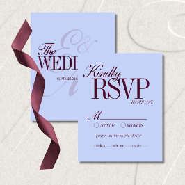 Luxury Periwinkle and Plum Formal Wedding Details RSVP Karte