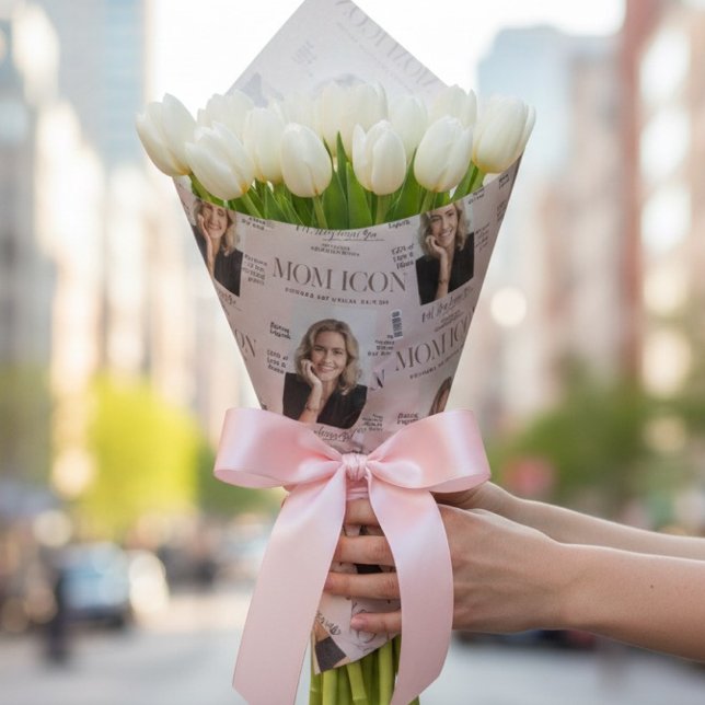 Luxury Personalized Mom Magazine Photo Cover Geschenkpapier (Von Creator hochgeladen)