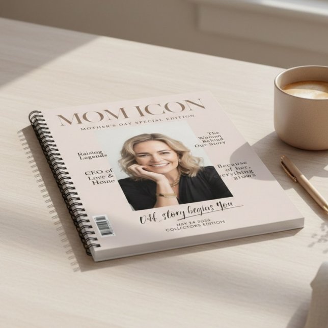 Luxury Personalized Photo Mom Magazine Cover  Notizblock (Von Creator hochgeladen)