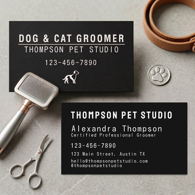 Luxury Pet Groomer Modern Bold Professional Visitenkarte (Von Creator hochgeladen)