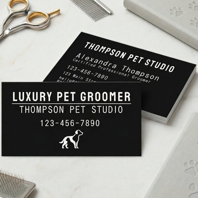 Luxury Pet Groomer Modern Bold Professional Visitenkarte (Von Creator hochgeladen)