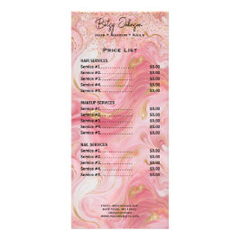 Luxury Pink and Gold Marbled Rack Card Price List Werbekarte