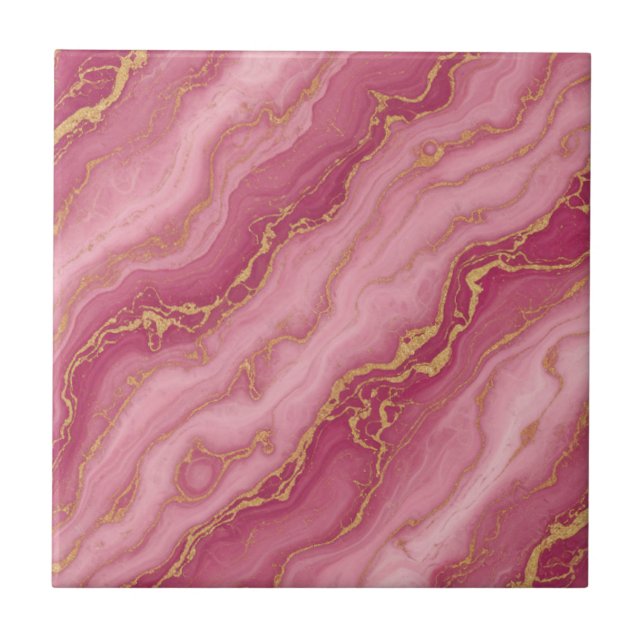 Luxury Pink and Rose Gold Marble Ceramic Pattern Fliese (Vorderseite)