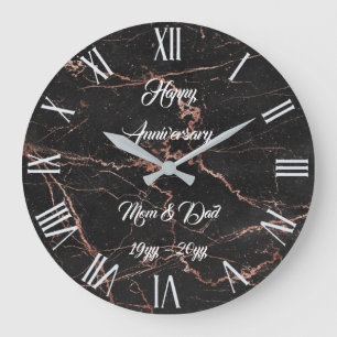 Luxury Pink Black Marble Customize Large Clock Große Wanduhr