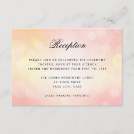Luxury Pink Bokeh Glitzer Light WEDDING REZEPTION Begleitkarte