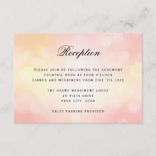 Luxury Pink Bokeh Glitzer Light WEDDING REZEPTION Begleitkarte