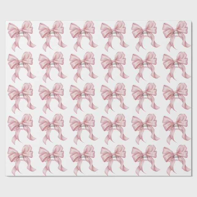 Luxury Pink Bow Coquette Baby Shower Girl Geschenkpapier (Flach)