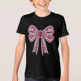 Luxury Pink Gemstone Ribbon Bow Jewelry Art Tri-Blend Shirt