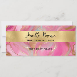 Luxury Pink Marble and Gold Gift Certificate Card Einladung