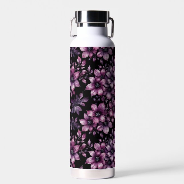 Luxury Plum Floral Stainless Steel Water Bottle Trinkflasche (Vorne)