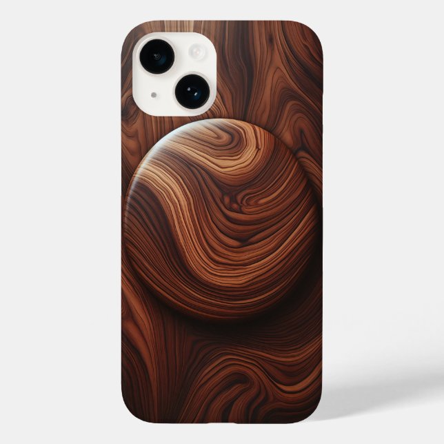 Luxury Polished Walnut Wood Grain Abstract Circula Case-Mate iPhone Hülle (Rückseite)
