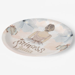 Luxury Princess Birthday Beige Glitzer Persönlich  Pappteller