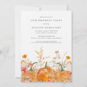 Luxury Pumpkin Wildblume Herbst 70. Geburtstag Einladung