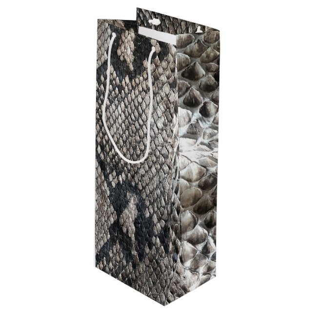 Luxury Python Snake Skin - Rich Elegant Mode Geschenktüte Für Weinflaschen (Vorderseite Schrägansicht)
