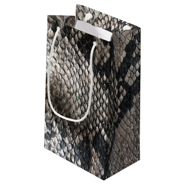 Luxury Python Snake Skin - Rich Elegant Mode Kleine Geschenktüte (Rückseite Schrägansicht)