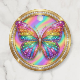 Luxury Rainbow Butterfly Glitter Favor Tag Geschenkanhänger