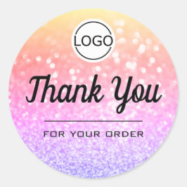 Luxury Rainbow Glitzer Elegant Simple Vielen Dank Runder Aufkleber