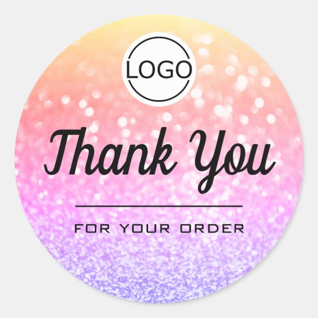 Luxury Rainbow Glitzer Elegant Simple Vielen Dank Runder Aufkleber (Vorderseite)