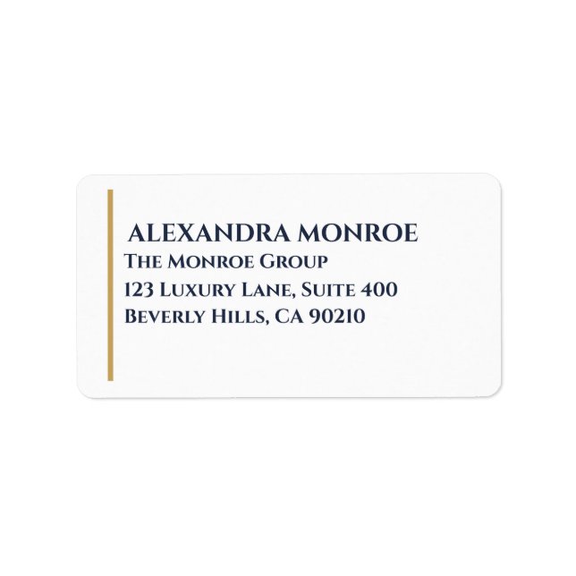 Luxury Real Estate Address – Minimal Elegant Adressaufkleber (Vorne)