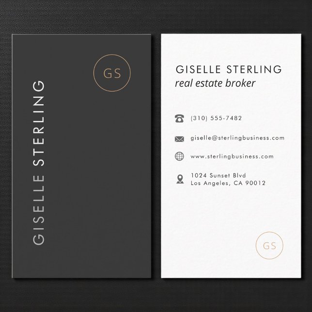 Luxury Real Estate Broker Black Gold Elegant Visitenkarte (Von Creator hochgeladen)