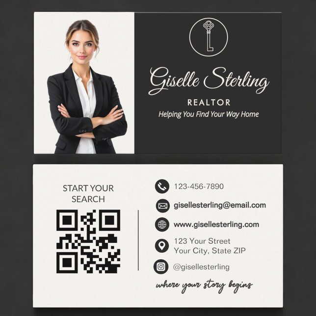 Luxury Realtor Neutral Photo QR Code  Visitenkarte (Von Creator hochgeladen)