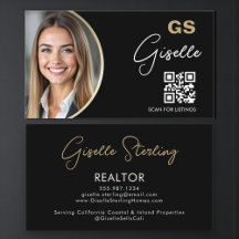 Luxury Realtor QR Code Black Gold Photo 