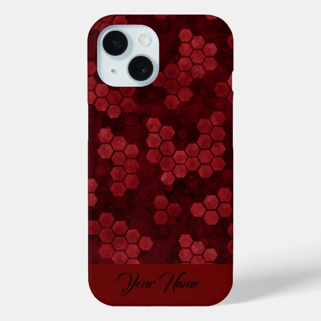 Luxury Red Black Hexagon Ihr Name Abstrakt Magie Case-Mate iPhone Hülle (Rückseite)