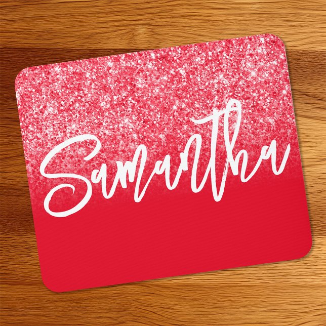Luxury Red Glitzer Ombre Personalisiert Mousepad (Von Creator hochgeladen)
