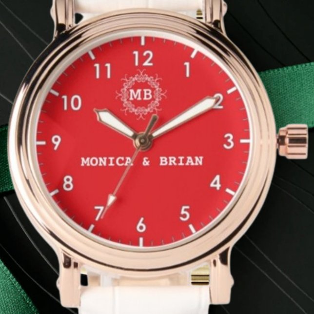 Luxury red Monogram couple names red Armbanduhr (Von Creator hochgeladen)