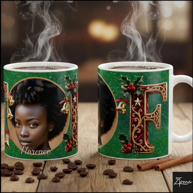 Luxury Red Velvet Gold Christmas Letter F Kaffeetasse (Von Creator hochgeladen)