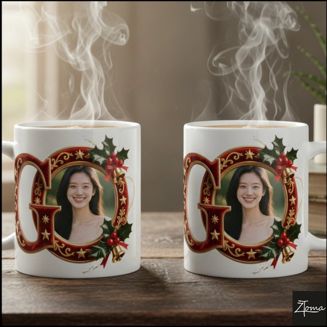 Luxury Red Velvet Gold Christmas Letter G Kaffeetasse (Von Creator hochgeladen)