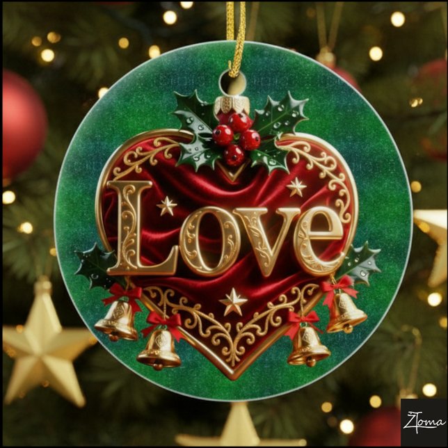 Luxury Red Velvet Gold  Christmas (love) Keramik Ornament (Von Creator hochgeladen)
