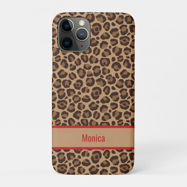 Luxury Red with Leopard Print iphone case (Rückseite)