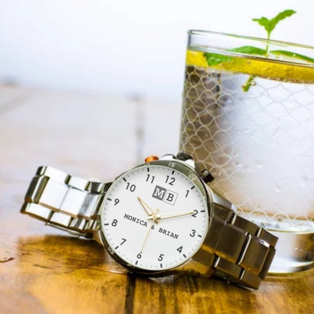 Luxury romantic couple monogram wedding keepsake  armbanduhr (Von Creator hochgeladen)