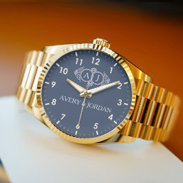 Luxury romantic couple name monogram wristwatch armbanduhr