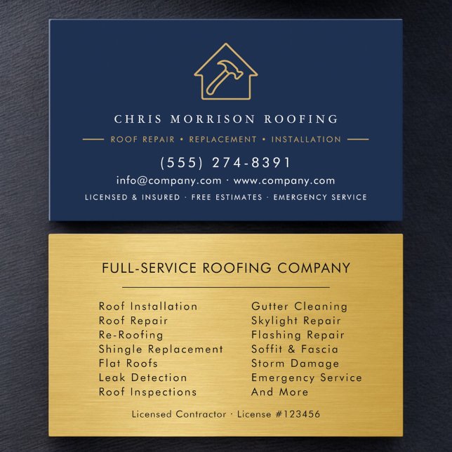 Luxury Roofing Roofer Company Business Card Visitenkarte (Von Creator hochgeladen)