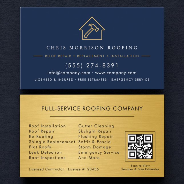 Luxury Roofing Roofer Company QR Code Visitenkarte (Von Creator hochgeladen)