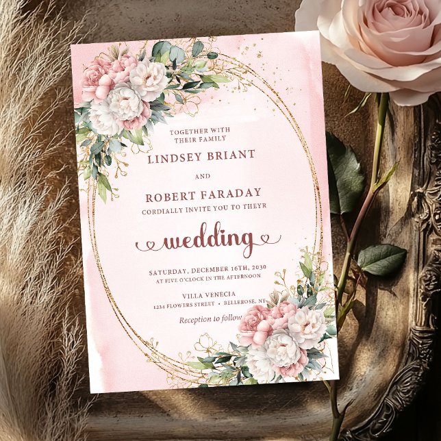 Luxury Rose Gold Blush Floral Wedding Invitation Einladung (Luxury Rose Gold Blush Floral Wedding Invitation)