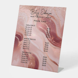 Luxury Rose Gold Glitter Beauty Salon Price List Sockelschild