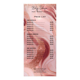 Luxury Rose Gold Glitter Rack Card Price List Werbekarte