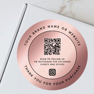Luxury Rose Gold Metallic Vielen Dank QR Code Runder Aufkleber